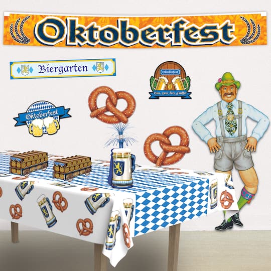 Beistle 54" x 108" Pretzel & Beer Oktoberfest Plastic Table Cover